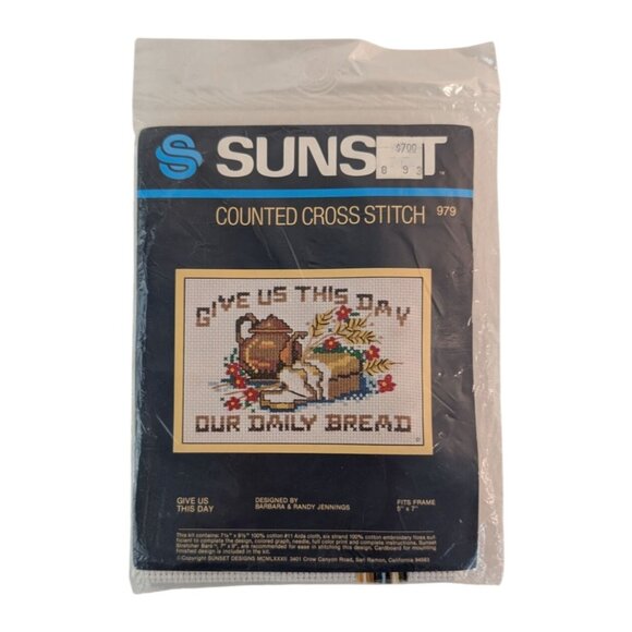 Sunset Counted Cross Stitch #979 Give Us This Day Complete Kit Fits 5x7 - Picture 1 of 4